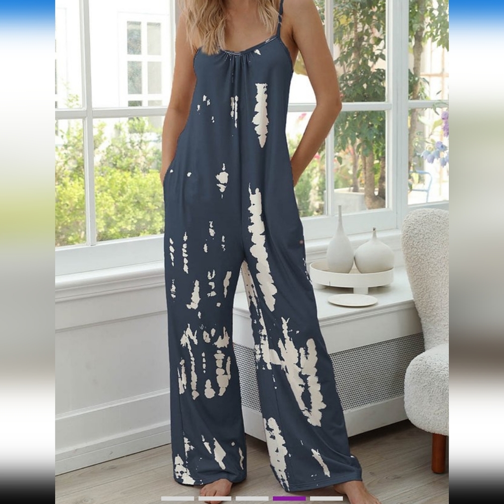 Tye-dye Jumpsuit with Pockets-Plus